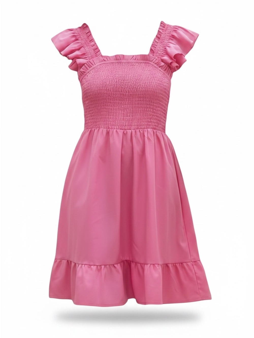 SHEIN Pink Ruffle-Sleeve Smocked Midi Dress - Picture 10 of 10